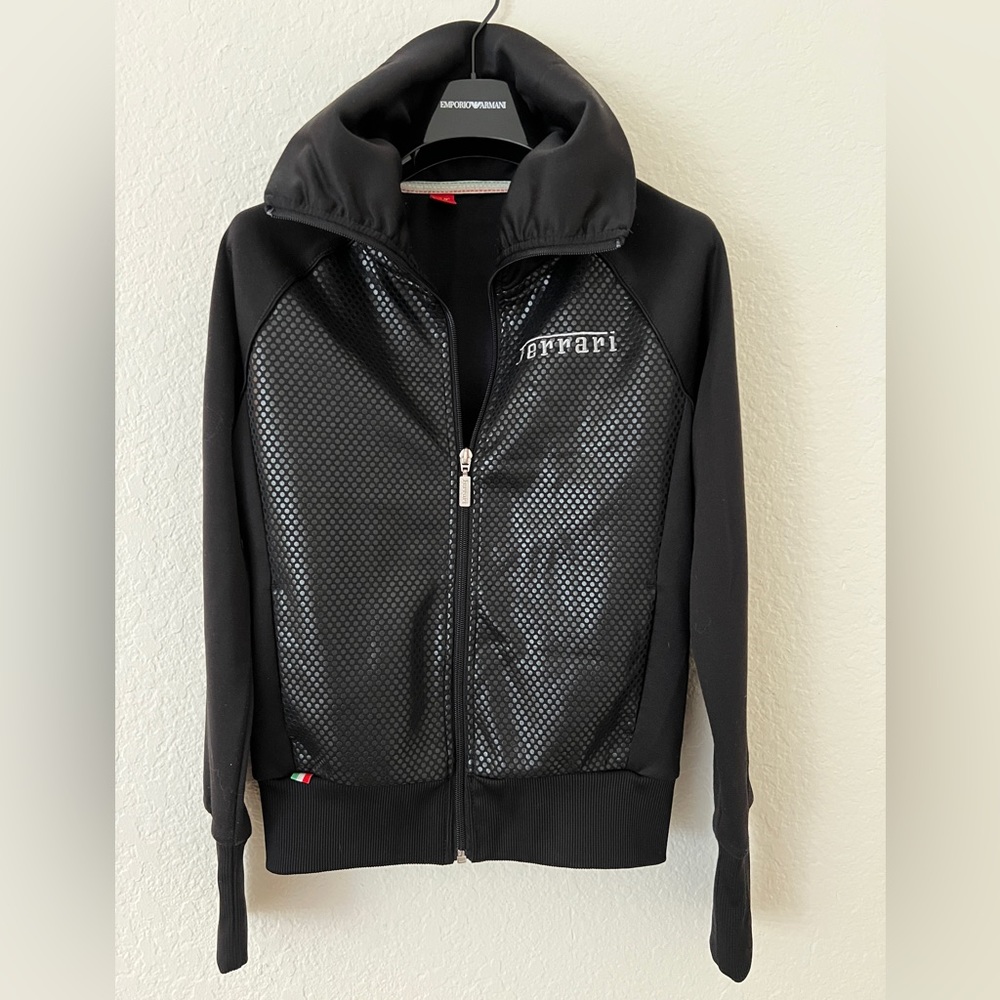 Ferrari Zip up jacket women’s size small Ferrari Zippered Black jacket black dot